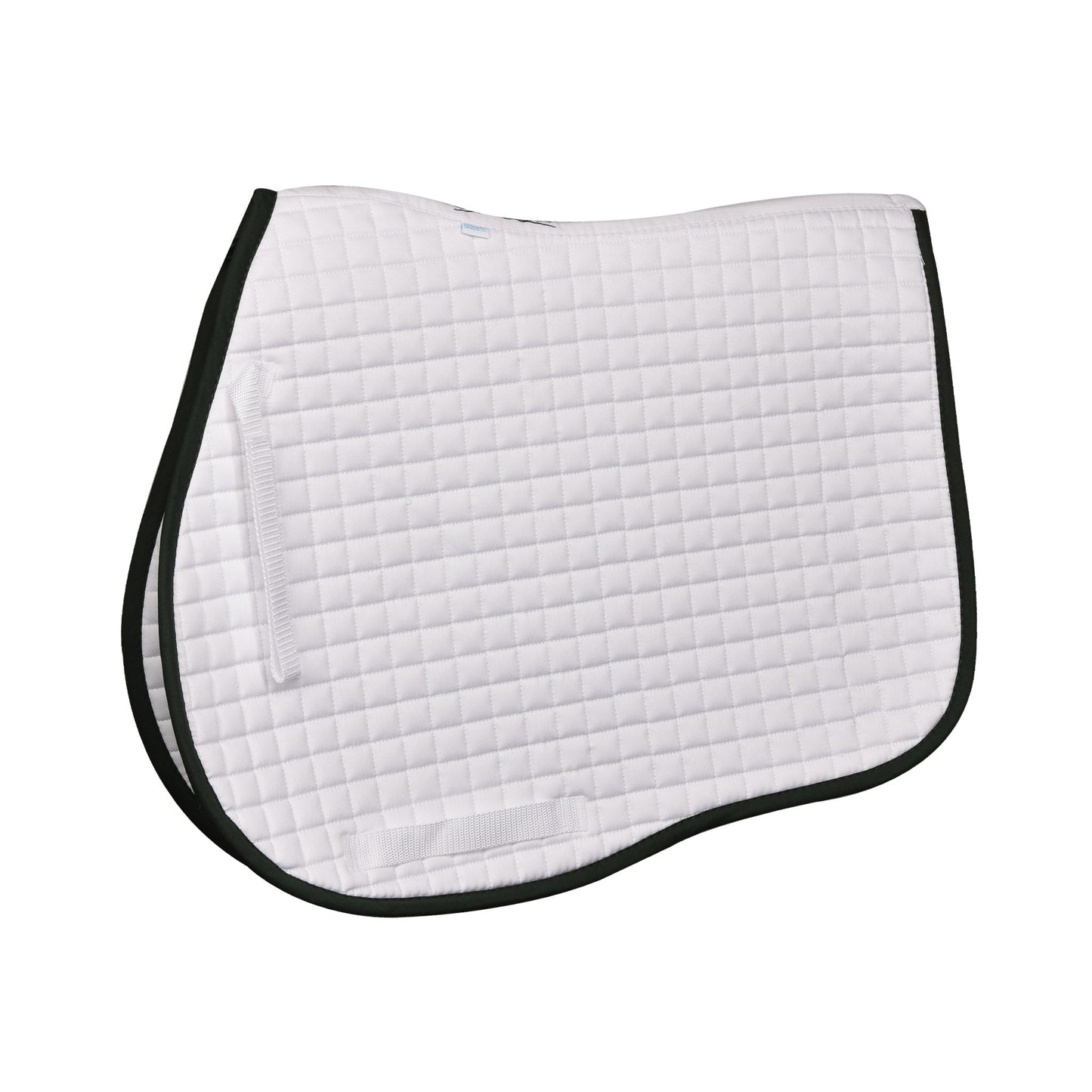 White quilted saddle pad with hunter green trim