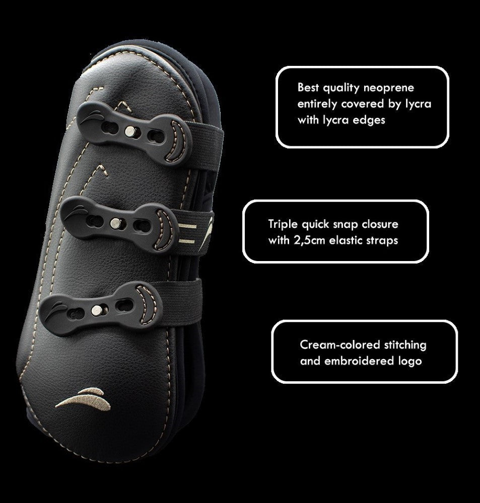 black leather front horse boot