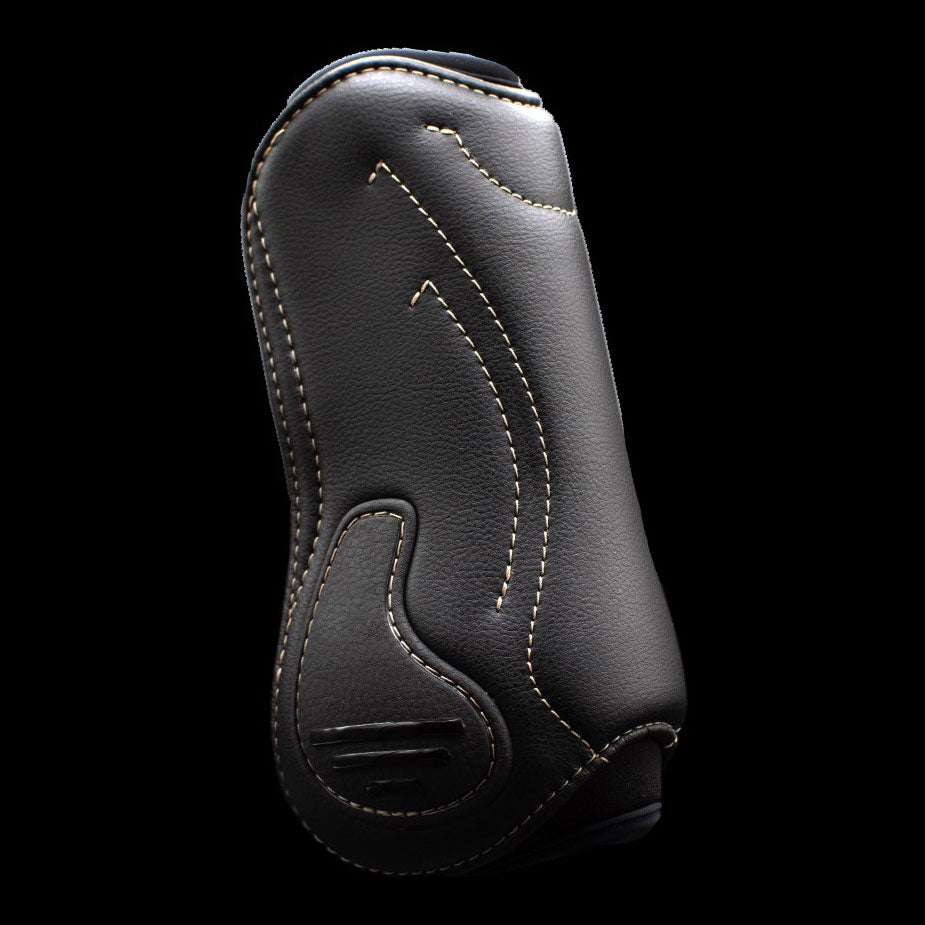 black leather front horse boot