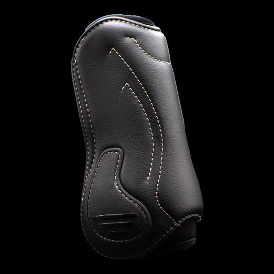 black leather front horse boot
