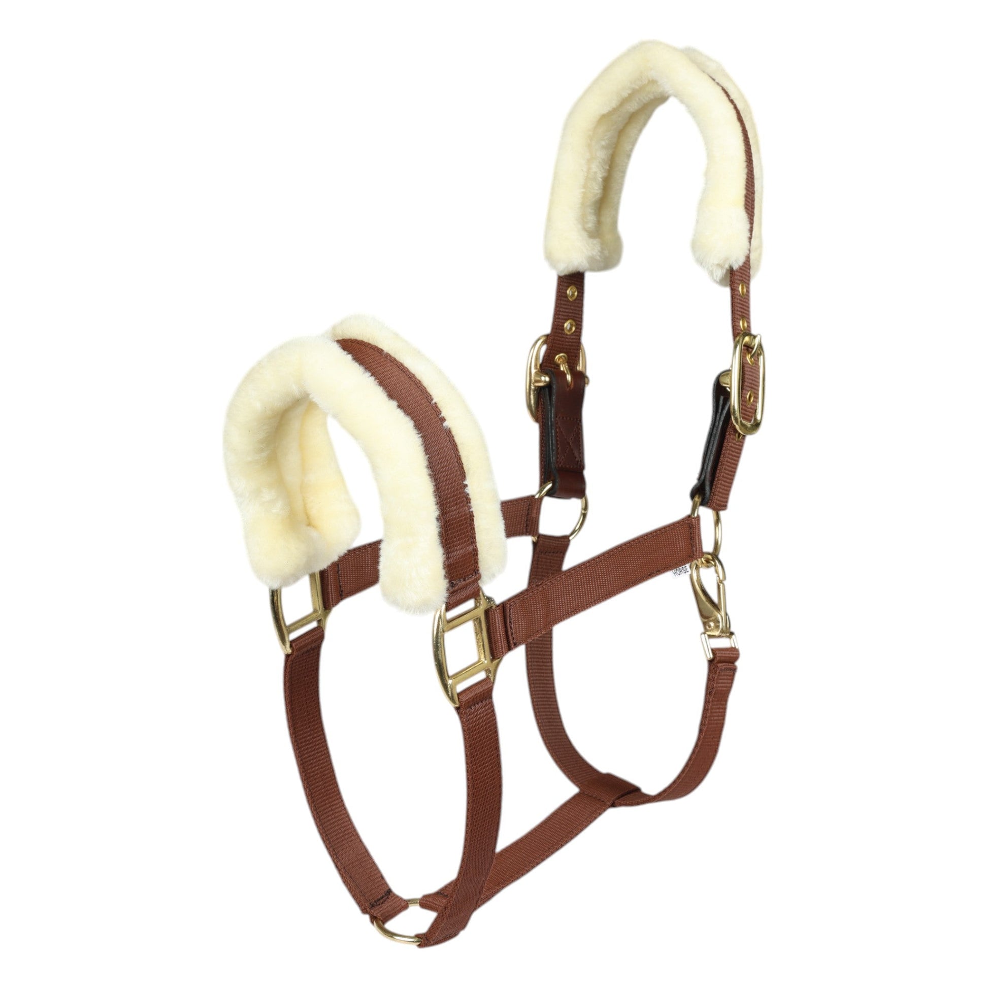 brown harness with fleece