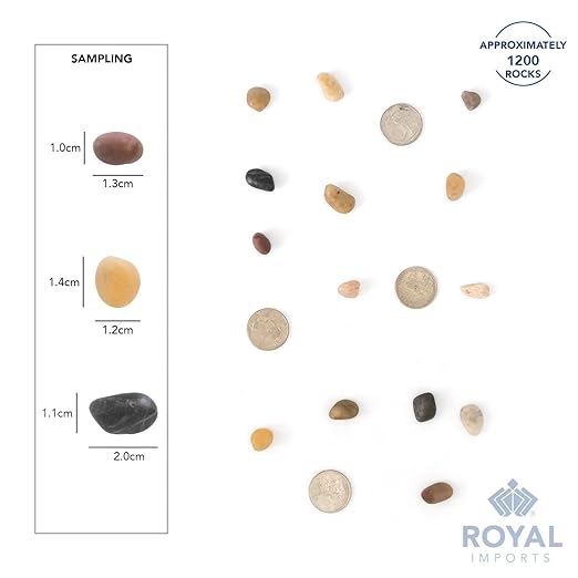 Royal Imports 30LBS River Rocks Decorative Ornamental Pebbles, Garden Landscaping Stones, Gravel Filler for Plants, Vases, Succulents, Home Decor, Aquariums, Crafting, Animal Habitat - Small Natural