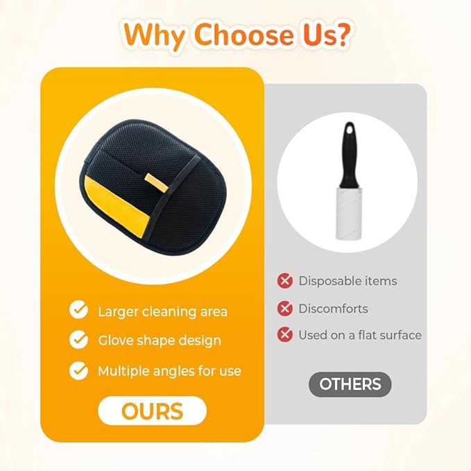 Pet Hair Remover Gloves, 2025 New Electrostatic Pet Hair Removal Gloves, Reusable Grooming Glove for Cats & Dogs