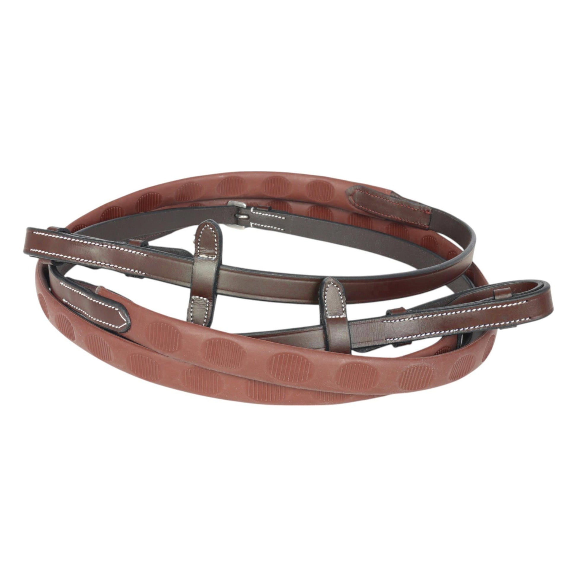 brown rubber riding reins