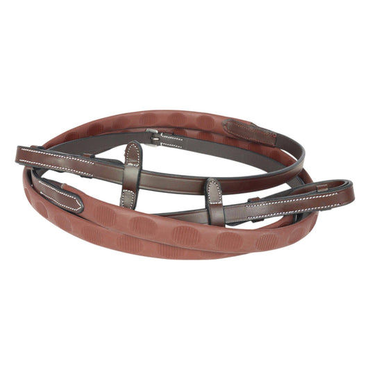 brown rubber riding reins