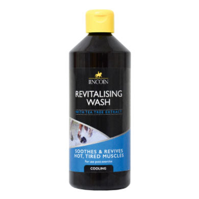 Bottle of Lincoln Revitalising Wash with a yellow cap on a white background