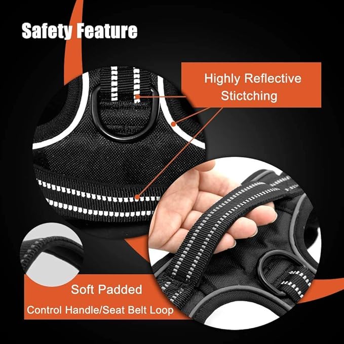 PHOEPET No Pull Dog Harnesses for Small Puppies Reflective Adjustable Front Clip Vest with 2 Metal Leash Attachment Hooks Soft Handle [Over The Head Design](XS, Royal Blue)