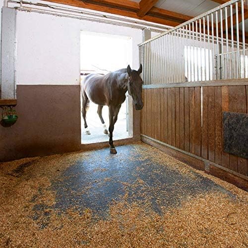 American Floor Tiles - Heavy Duty Stall Tiles - Stable/Horse Tiles - Thick, Durable Rubber Flooring Solid Black 8' x 16' Set 1/2" Thick (32 Tiles Total)
