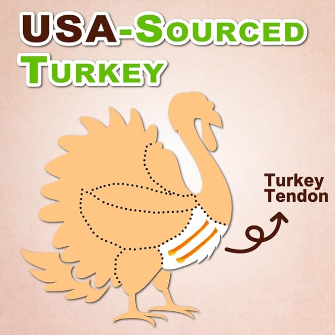 Afreschi Turkey Tendon Bone (S) 6 Pieces per Pack, USA-Sourced Turkey Tendon, All Natural Human Grade Puppy Chew, Hypoallergenic, Rawhide Alternative, Dog Treats for Small Breeds