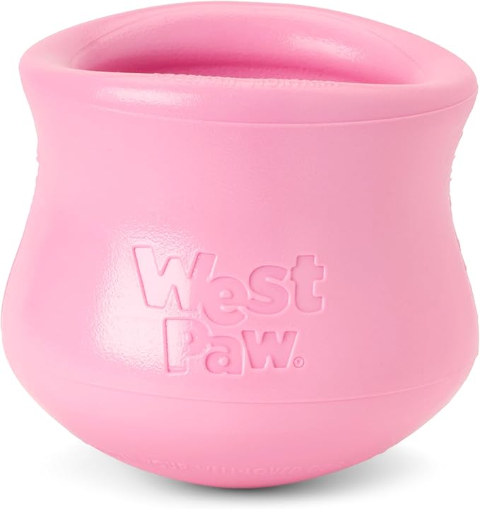 WEST PAW Zogoflex Limited Edition Toppl Treat Dispensing Dog Toy Puzzle – Interactive Chew Toys for Dogs – Dog Toy for Moderate Chewers, Fetch, Catch – Holds Kibble, Treats, Large 4", Bubblegum