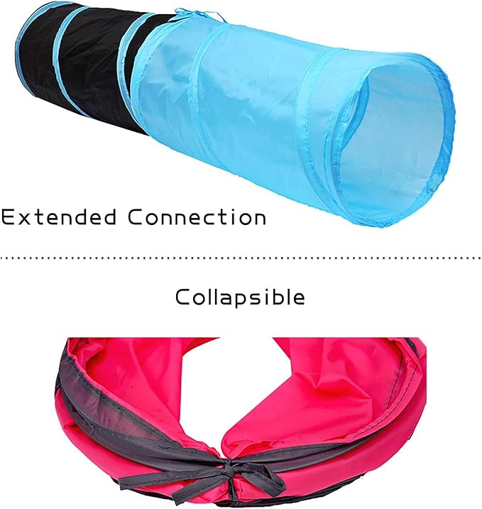 iCAGY Foldable Spiral Cat Tunnel - Indoor Toy for Small Cats, Kittens, and Rabbits - Tube for Interactive Play and Outdoor Fun - Pet Toy 20" 3 Pcs (Black, Royal Blue, Sky Blue)