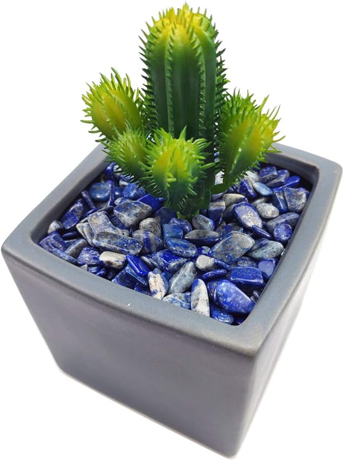 WAYBER 1 Lb/460g Deep Blue Lapis Lazuli Pebbles Irregular Decorative Stones Natural Crystal Rock Gravel for Aquarium/Fish Turtle Tank/Succulent Plants/Air Plants Decoration (Fill 0.9 Cup)