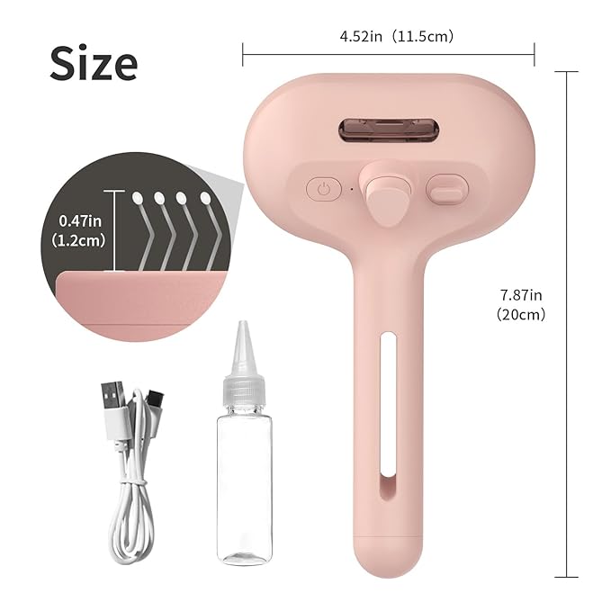 3-in-1 Self-Cleaning Steam Brush - Anti-Static, for Grooming Long & Short Pet Hair, Reduces Shedding, Pink