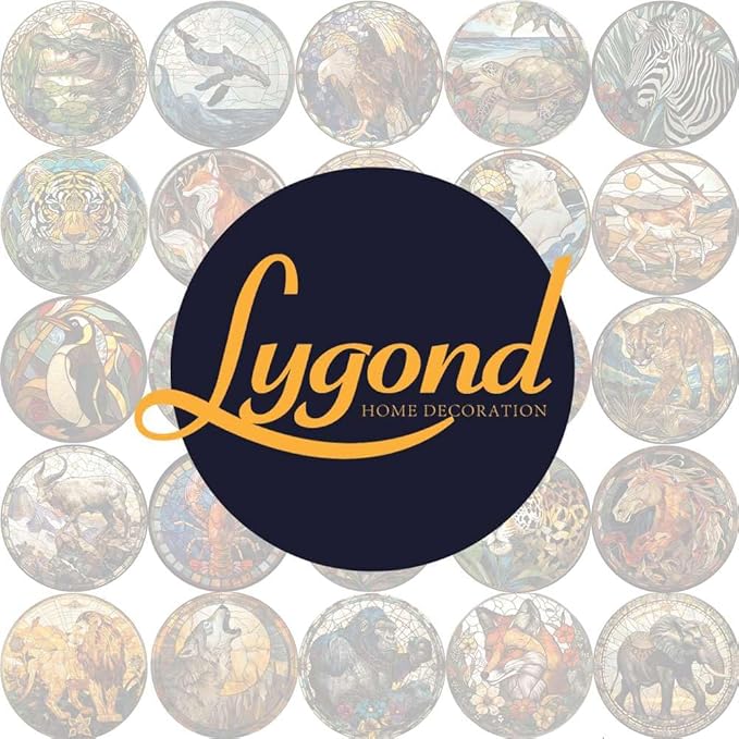 Lygond Metal Sign Tin Sign Circular Stained Glass Leopard Metal Signs Vintage For Restaurant 8×8 Inches