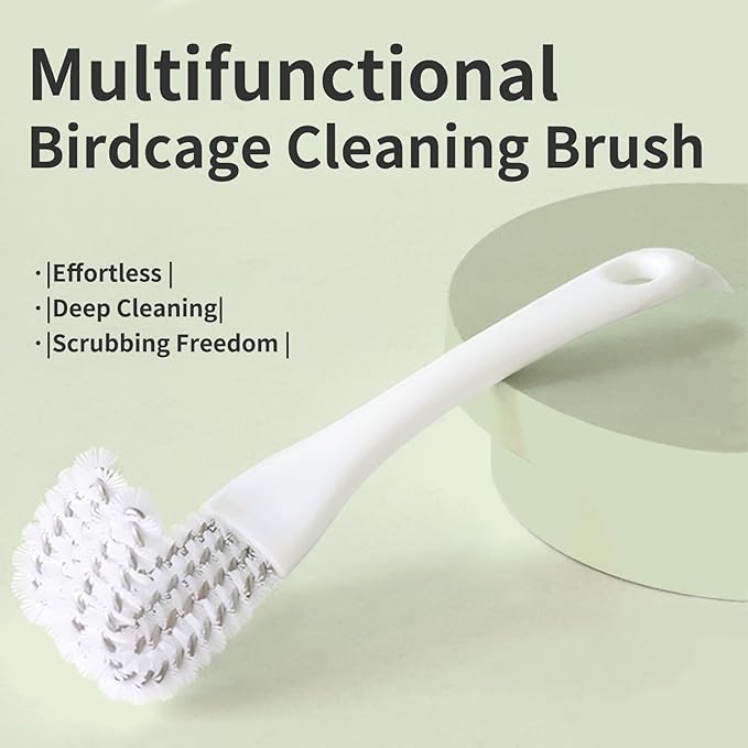 Bird Cage Cleaner with Long Handle & Shovel – Easy Bird Droppings Removal Brush for Parrot & Pet Cages & Bird Perch – Durable Cage Cleaning Tool & Accessory (2)
