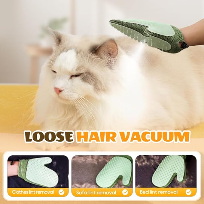 All-in-One Grooming Mist Glove for Pets, Cat Grooming Steam Gloves, Double Sided Pet Hair Remover Gloves for Clothes Furniture, Removal Glove Tool For Long Short Curly Dogs Cats Hair (Blue)