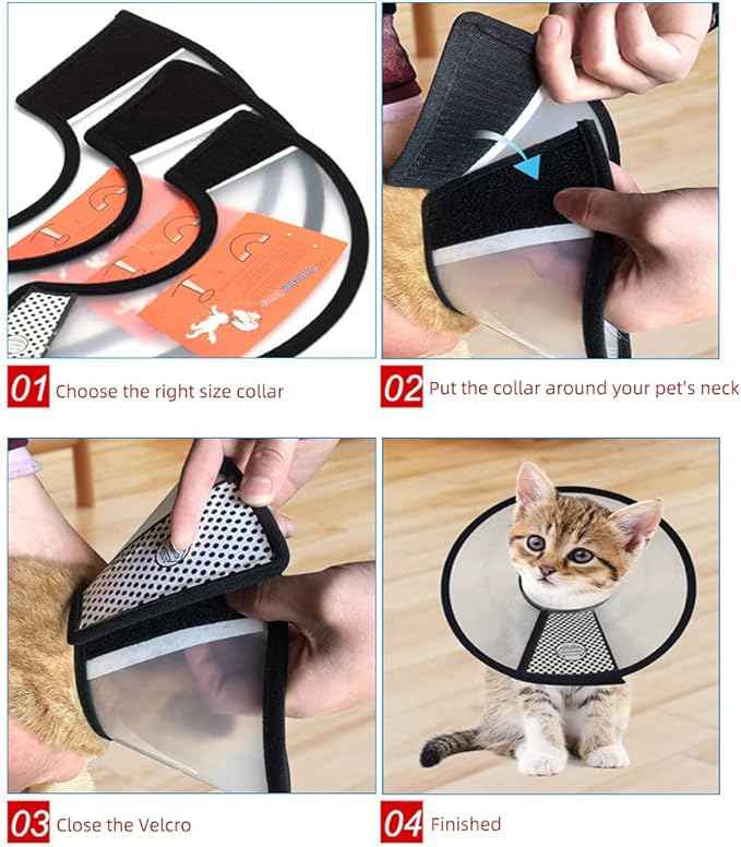 Plastic Pet Recovery Collars & Cones for Dogs and Cats After Surgery Adjustable Dog Neck Cone Surgical Elizabeth E-Collar Prevent Biting and Stop Licking Wound (L)
