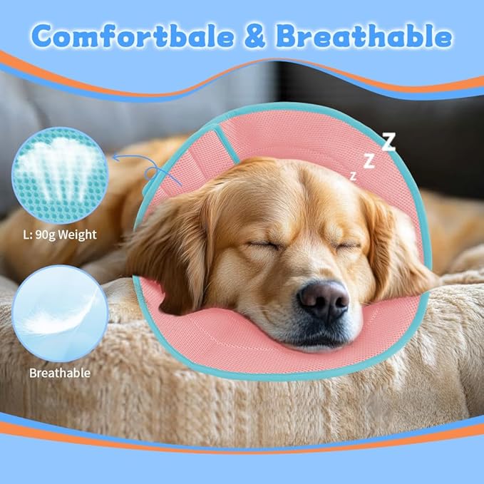 Dog Cone Soft Recovery Collars & Cones After Surgery for Medium Large Dogs, Comfy Ecollars to Stop Licking, Adjustable, Dog Ecollars for Recovery Fabric: Soft Comfort, Ecollars of Shame Alternatives