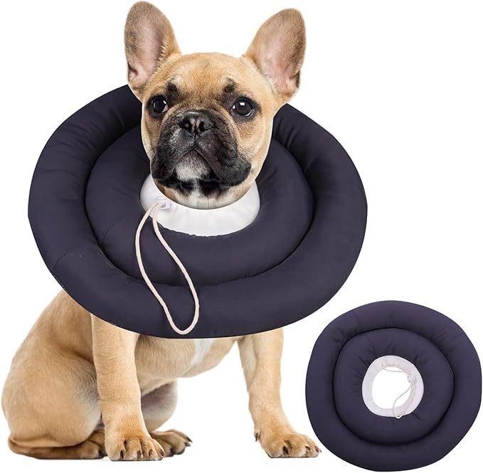 IDOMIK Dog Recovery Collar, Waterproof Soft Dog Cone After Surgery, Comfy Protective Elizabethan Collar Alternative for Dogs Cats, Adjustable Pet Neck Donut Cone Anti-Licking Biting Wounds,Grey,M