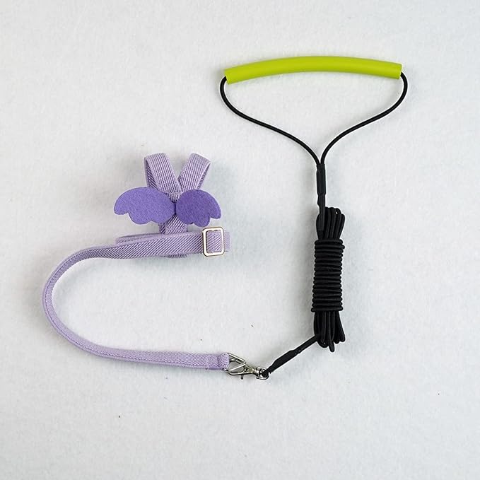 Pet Parrot Bird Harness Leash Adjustable Bird Flying Harness Traction Rope with Cute Wing for Parrots Pigeons Budgerigar Lovebird Cockatiel Mynah Outdoor Training Toy (S, Purple)