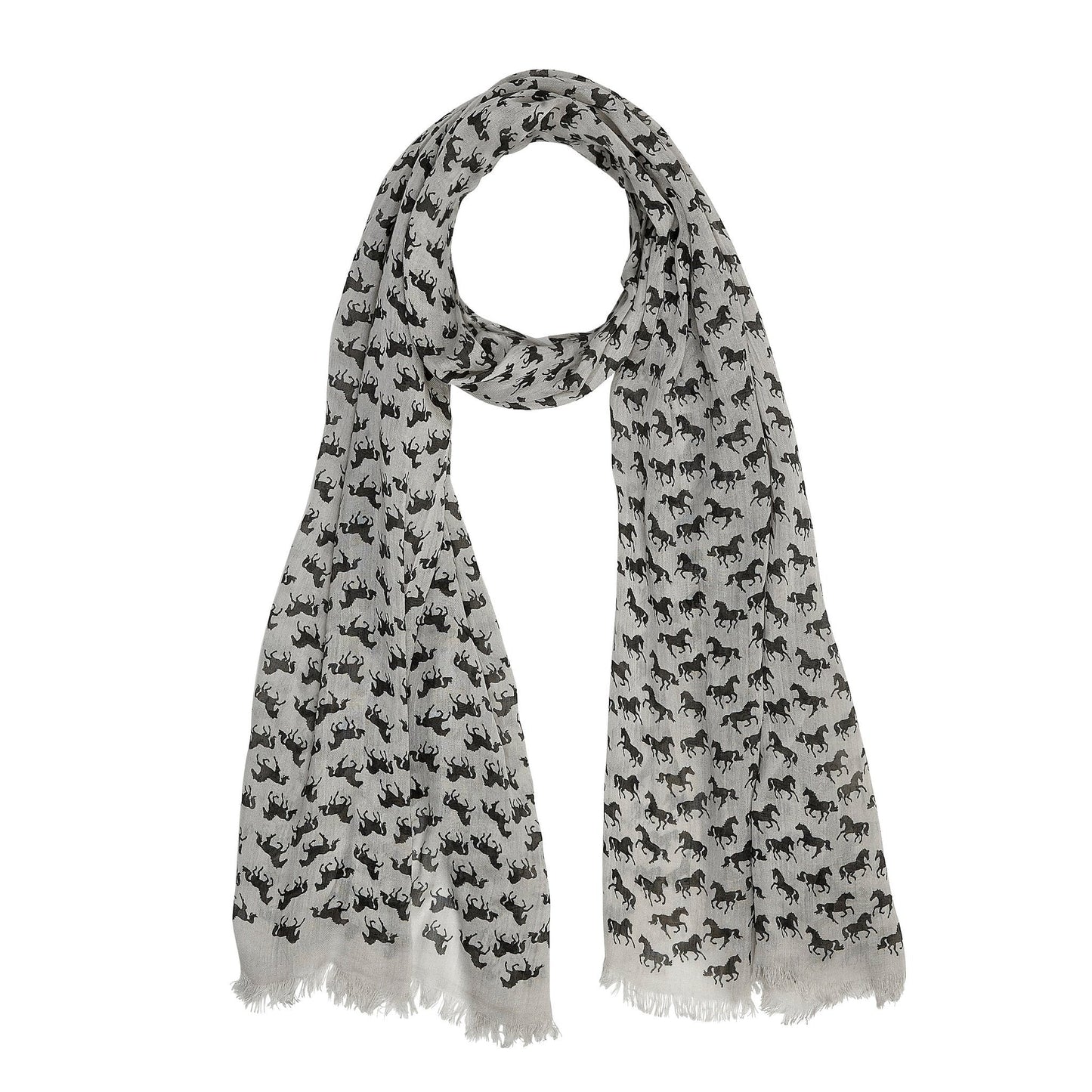 Breeches.com AWST Int'l “Lila” Horse Silhouettes Scarf Grey - Scarves