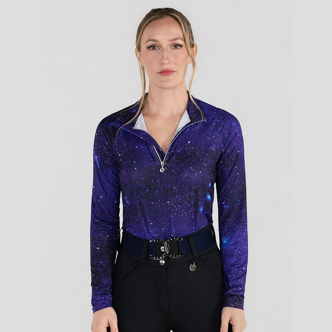 purple long sleeve riding top