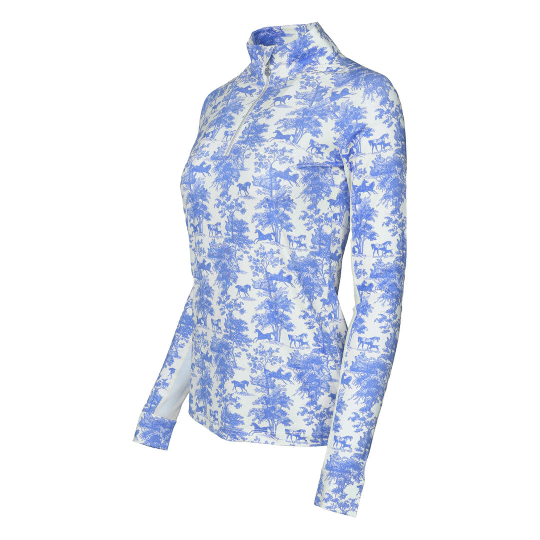 blue and white patterned long sleep sunshirt