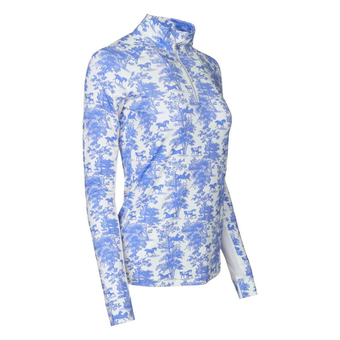 blue and white patterned long sleep sunshirt