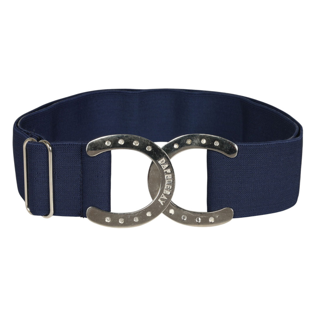 navy belt with horseshoe buckle