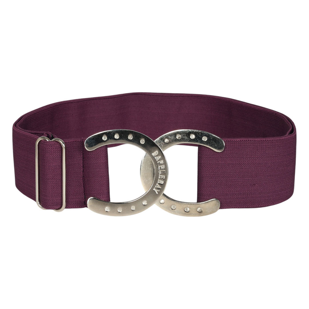 plum belt with horseshoe buckle