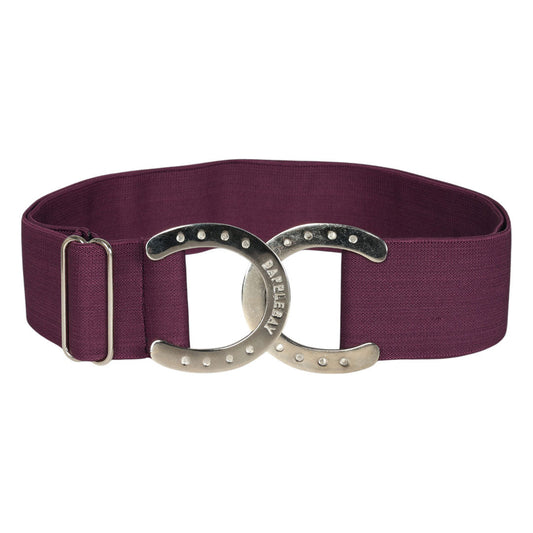 plum belt with horseshoe buckle