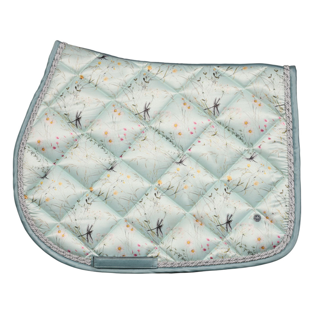 Quilted saddle pad with dragonfly pattern 