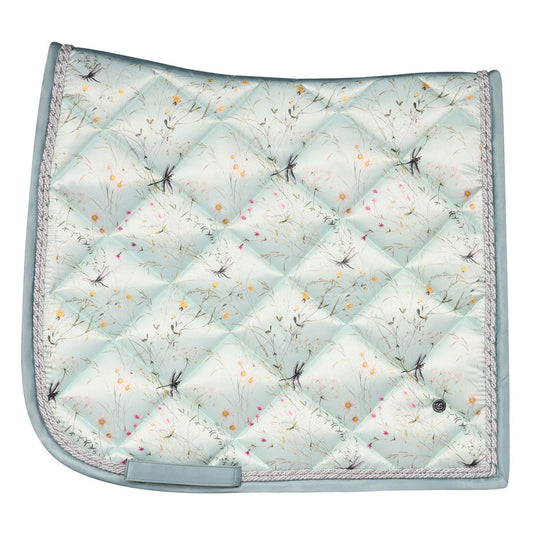 green satin floral printed saddle pad