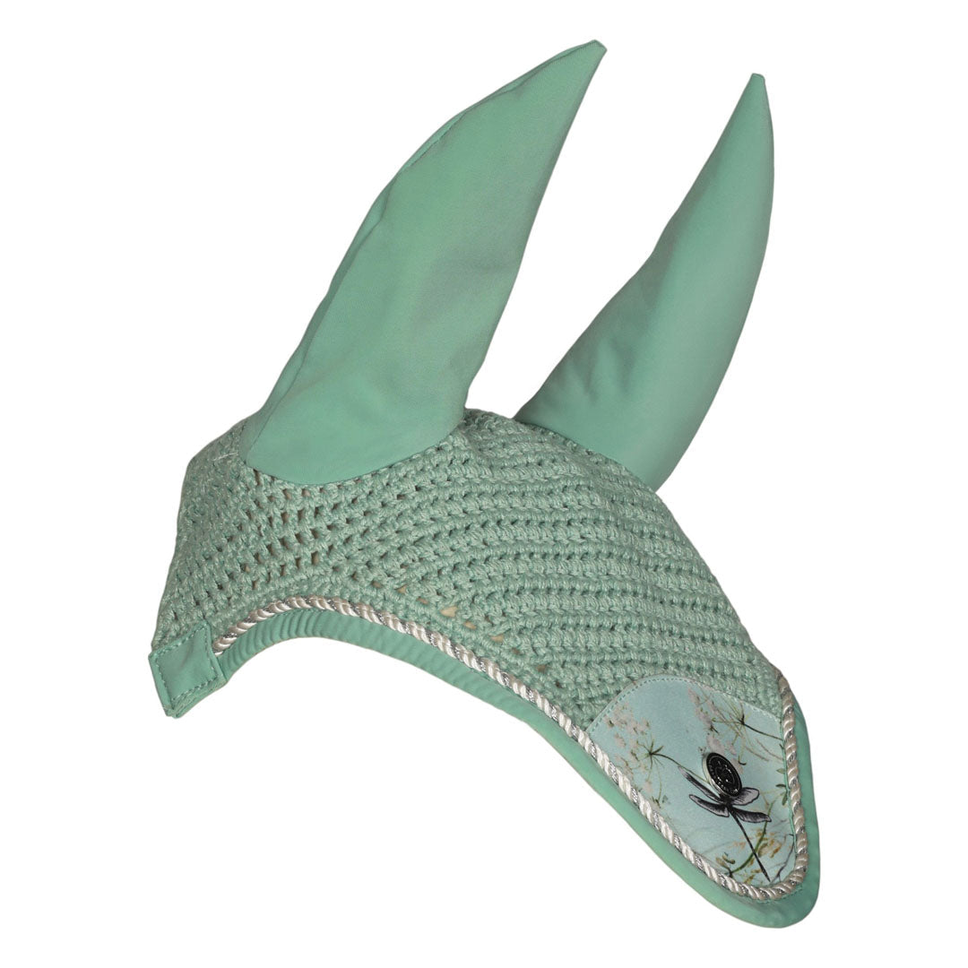 green fly bonnet with printed flap