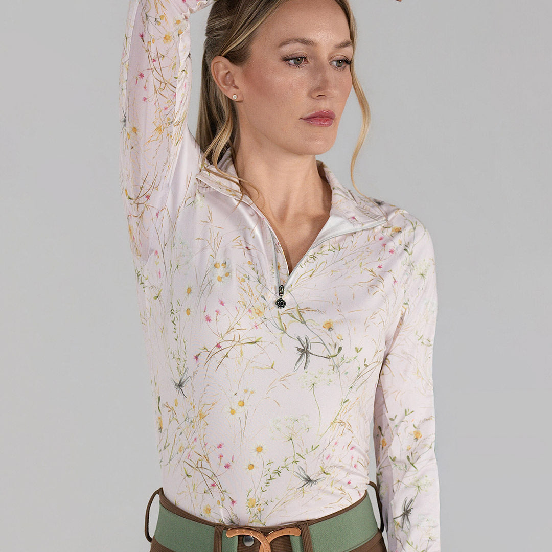light pink patterned riding shirt long sleeve