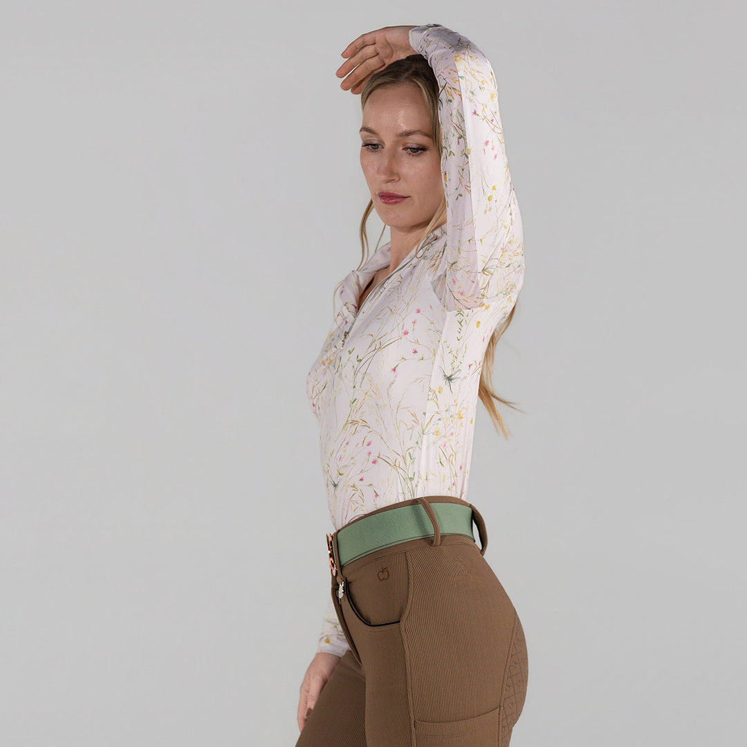 light pink patterned riding shirt long sleeve