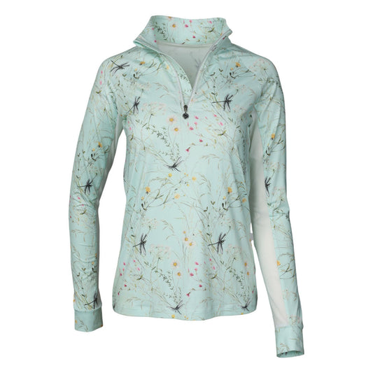 Green floral print long sleeve riding shirt