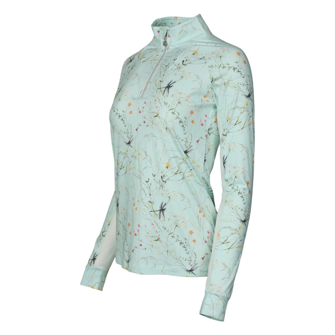 Green floral print long sleeve riding shirt
