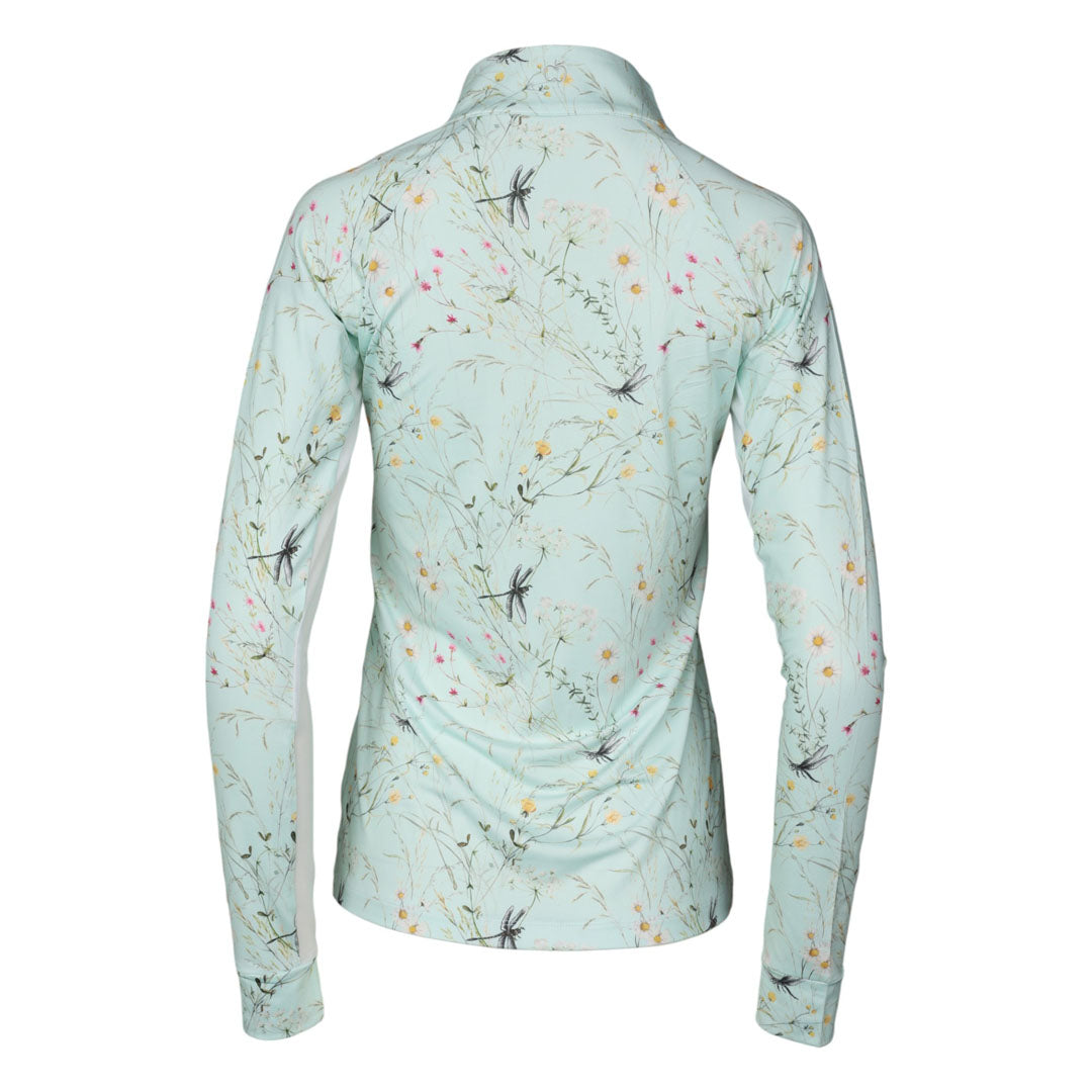 Green floral print long sleeve riding shirt
