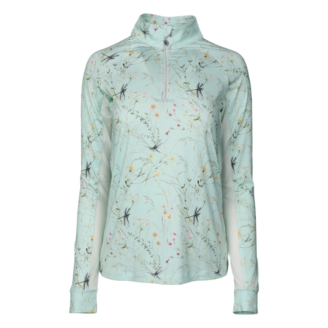 Green floral print long sleeve riding shirt