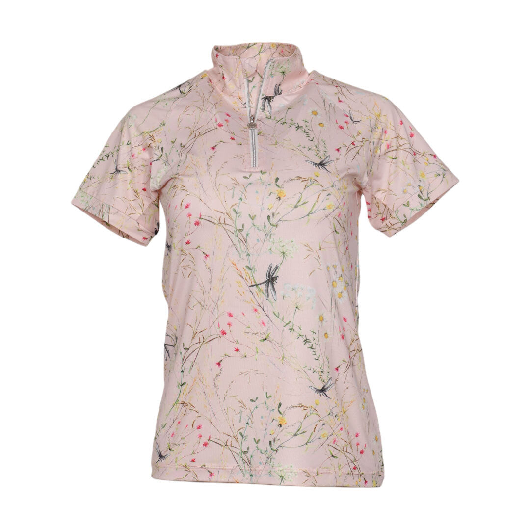 pink patterned short sleeve riding shirt