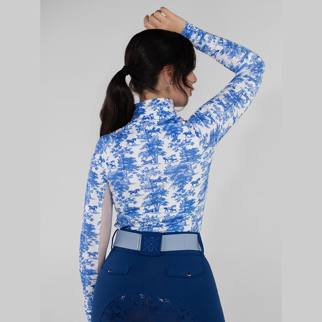 blue and white patterned long sleep sunshirt