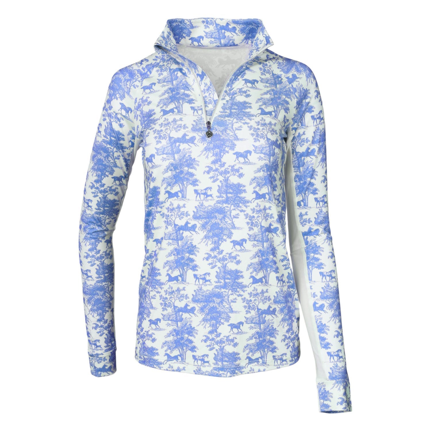 blue and white patterned long sleep sunshirt