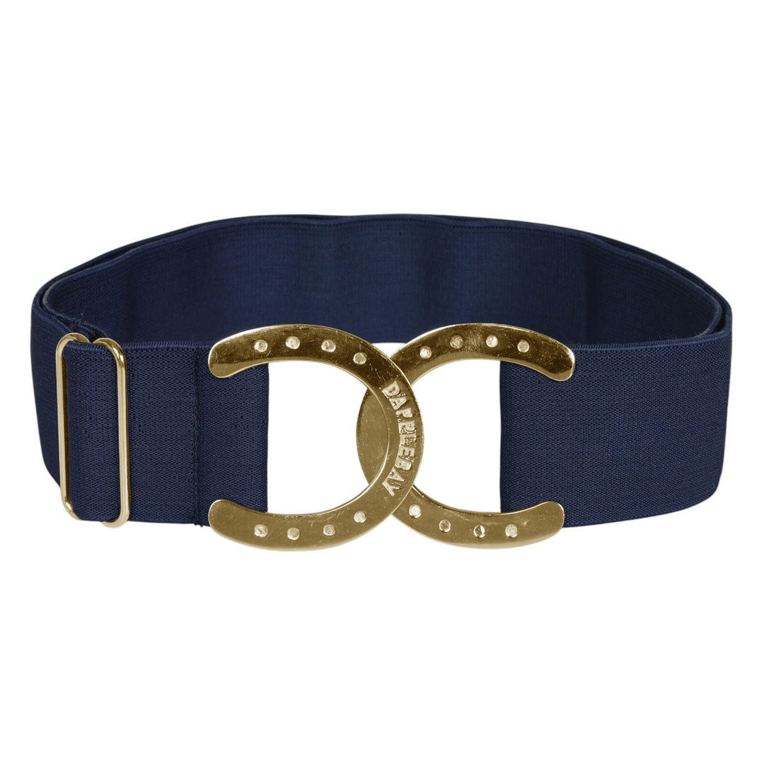 navy belt with horseshoe buckle