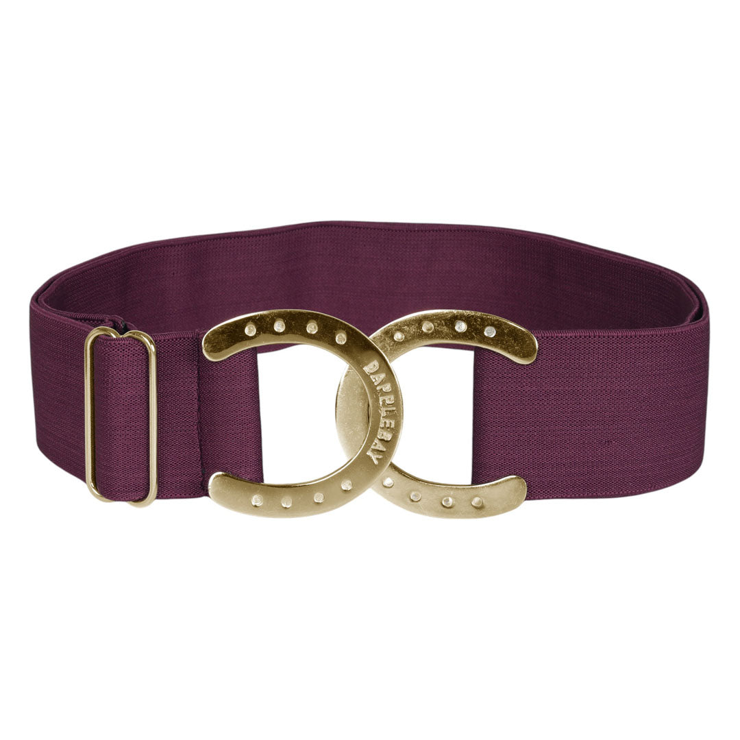 plum belt with horseshoe buckle