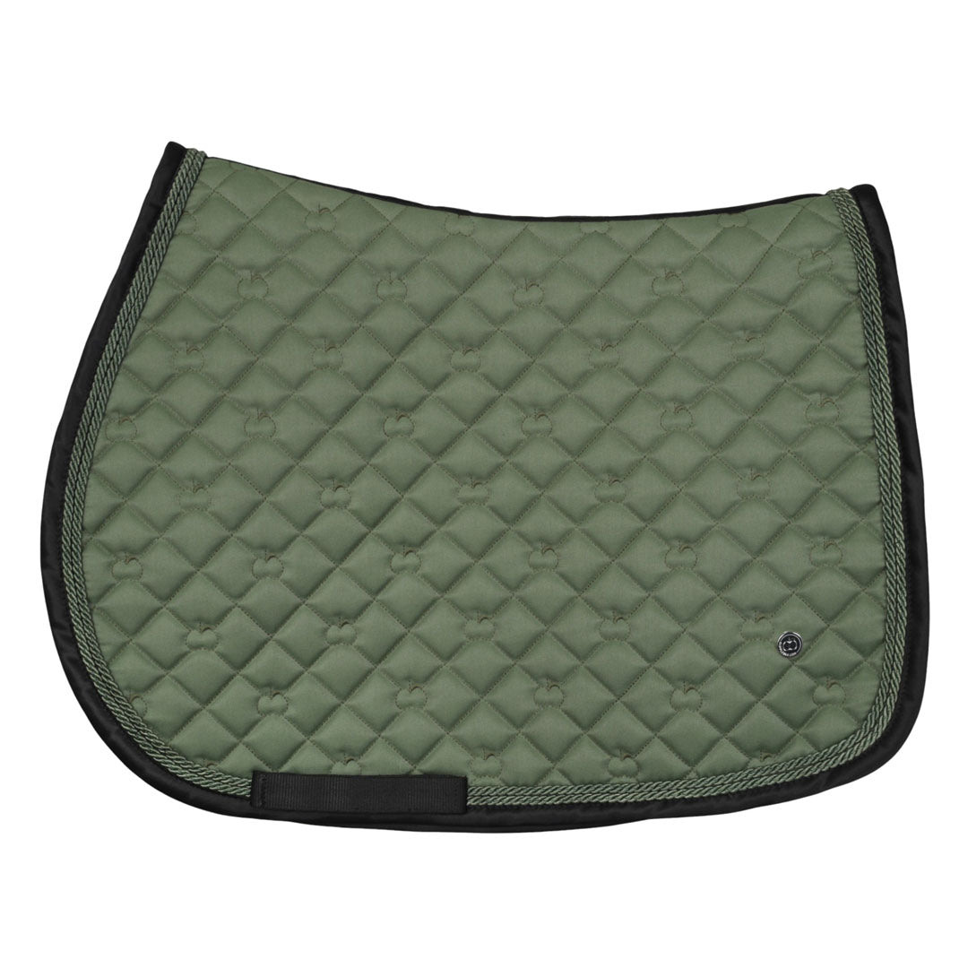 Green quilted saddle pad with black border 