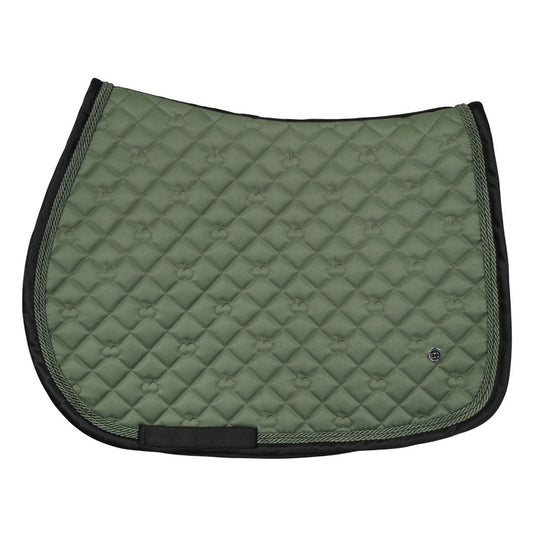 Green quilted saddle pad with black border 