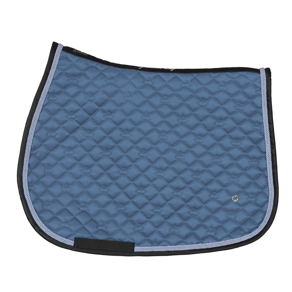 Blue quilted saddle pad with black 