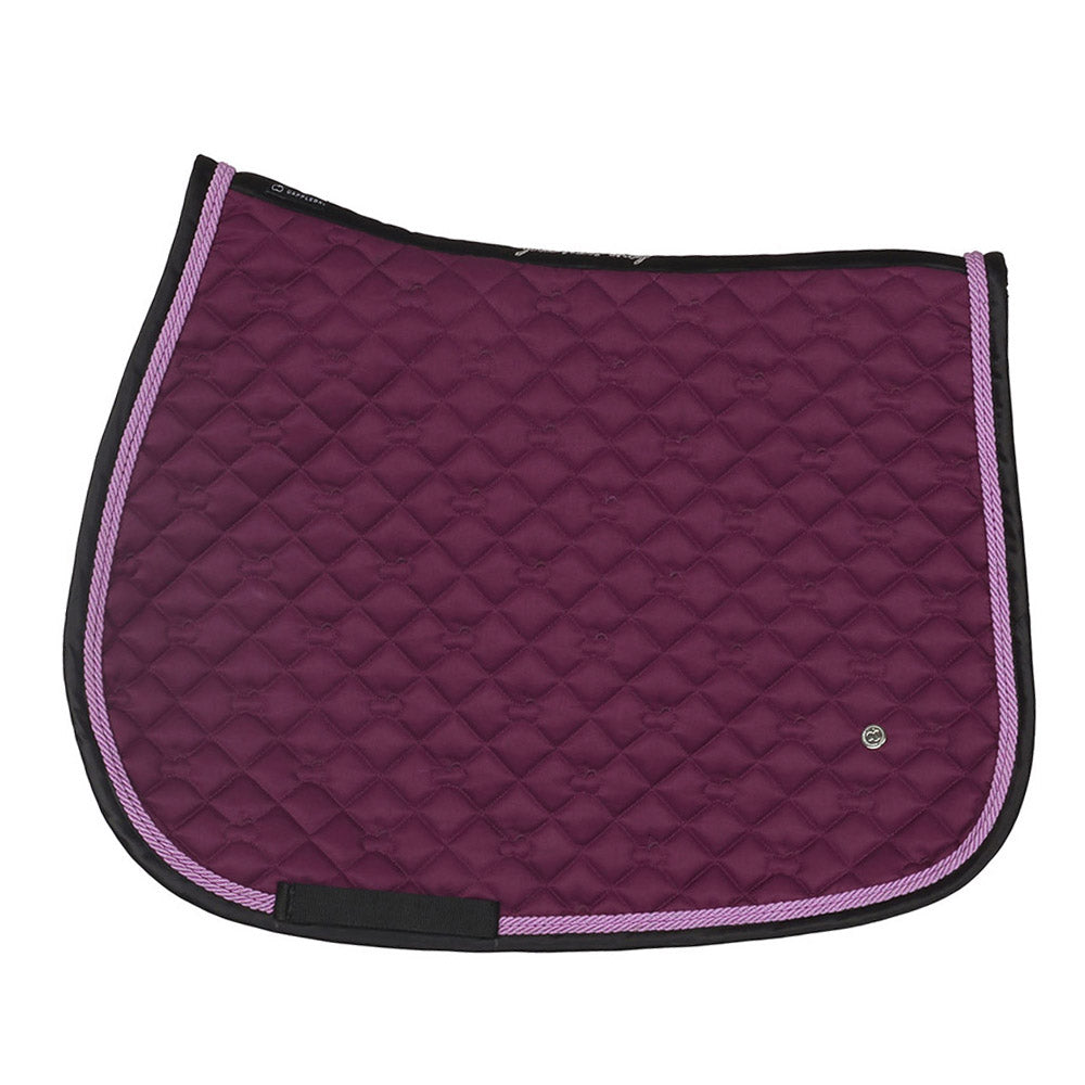 Purple quilted saddle pad with black border 