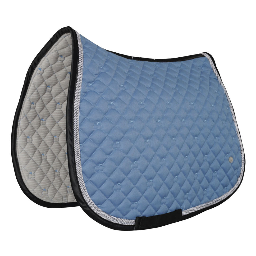 Blue and gray quilted saddle pad 